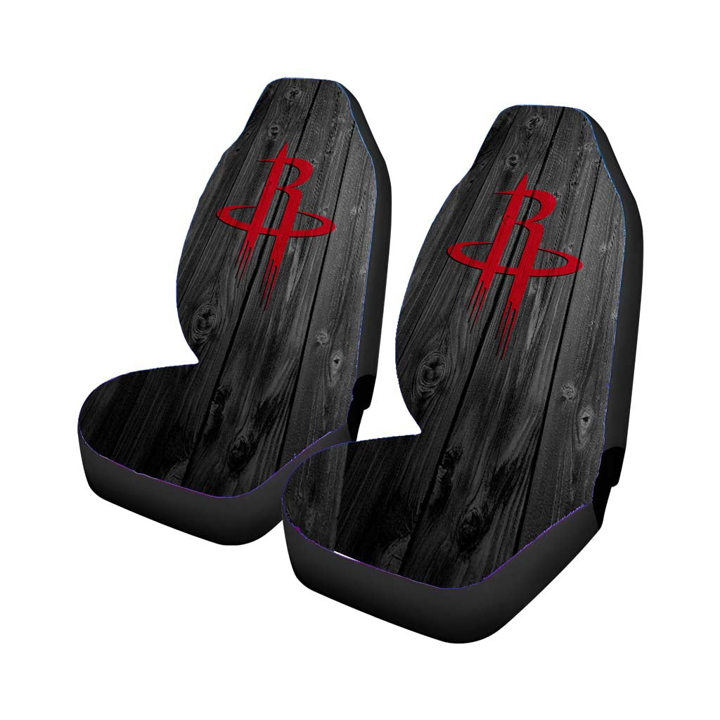 Old Houston Rockets Logo Dark Wood Wallpaper Car Front Seat Covers