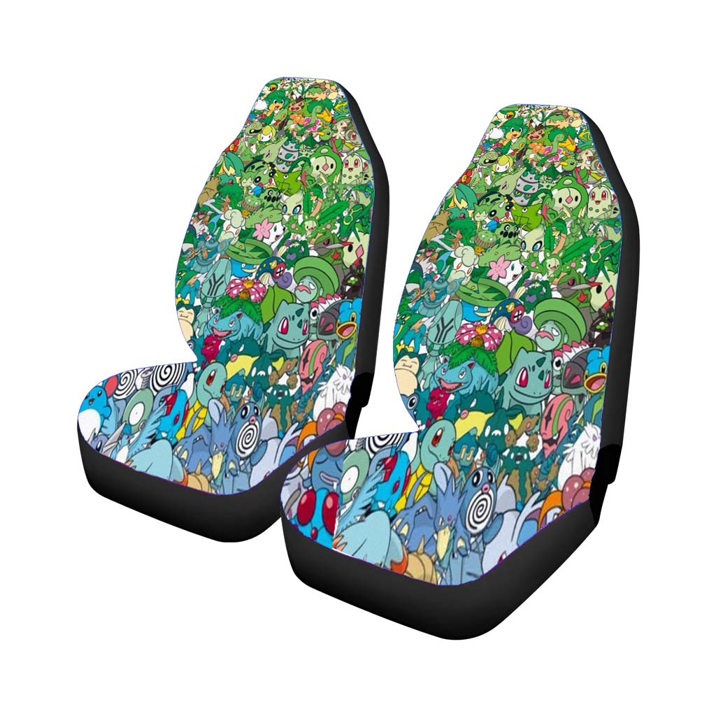 Pokemon Color Spectrum Green To Blue Car Front Seat Covers