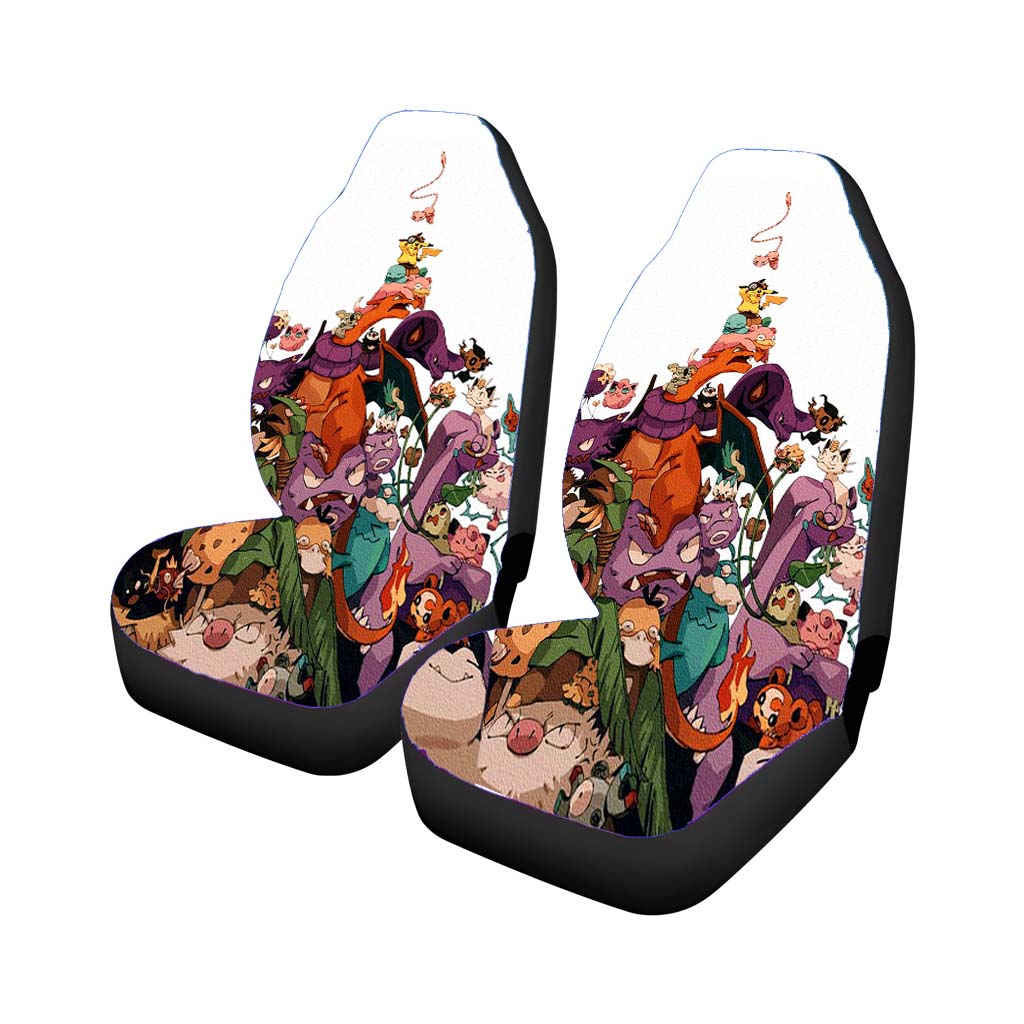 Pokemon Doodle All Characters And Elements Car Front Seat Covers