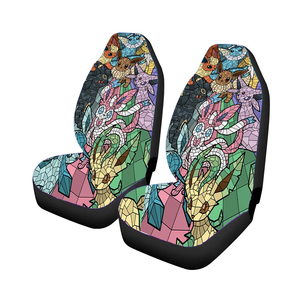 Pokemon Stained Glass Eevee Evolutions Car Front Seat Covers
