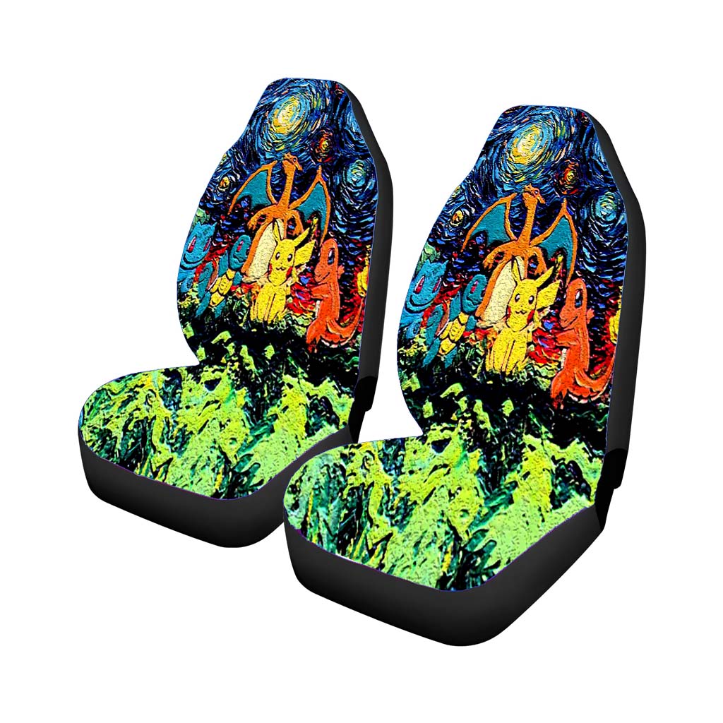 Pokemon Starry Night Abstract Car Front Seat Covers