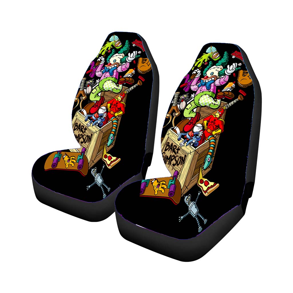 Simpsons Bar Santa Cruz Skateboards Art Black Car Front Seat Covers