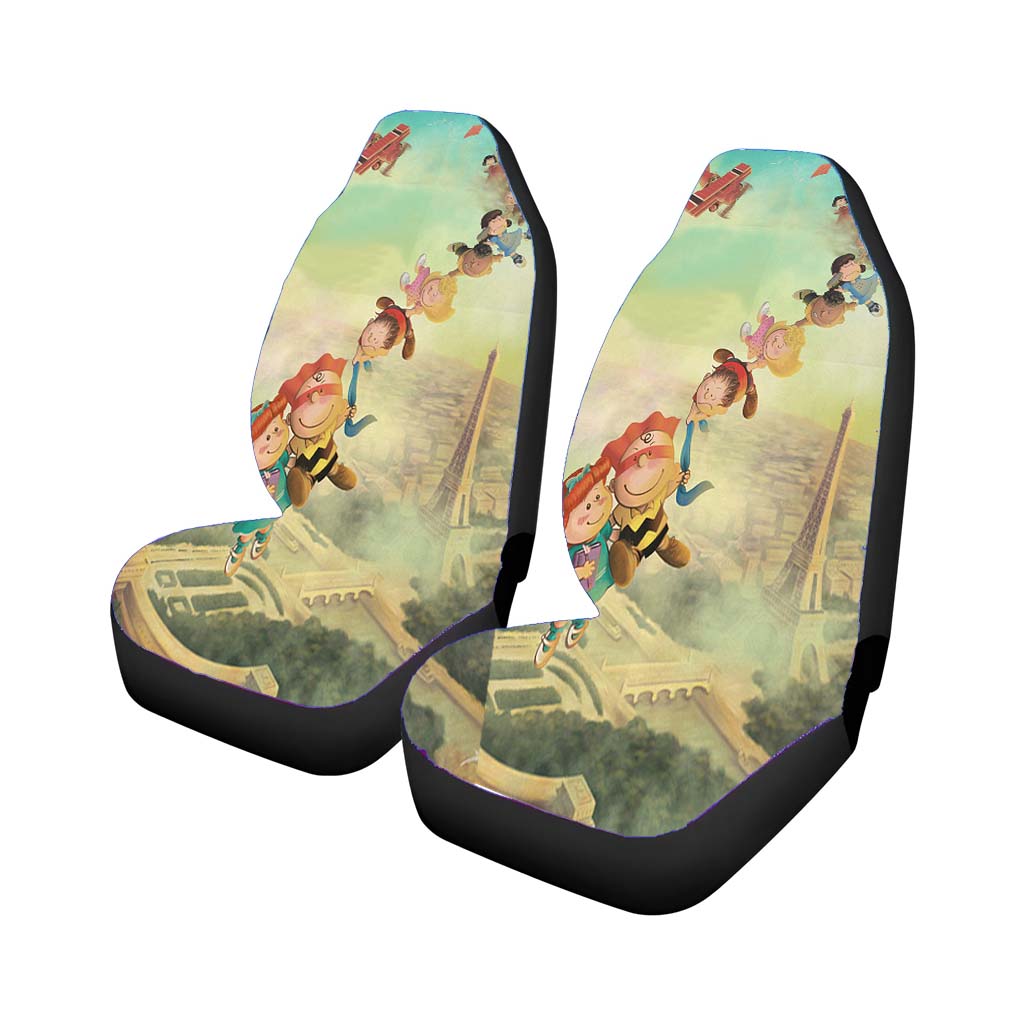 Snoopy Kite At France Car Front Seat Covers