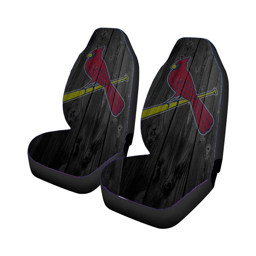 St Louis Cardinals Mlb Logo Dark Wood Wallpaper Car Front Seat Covers