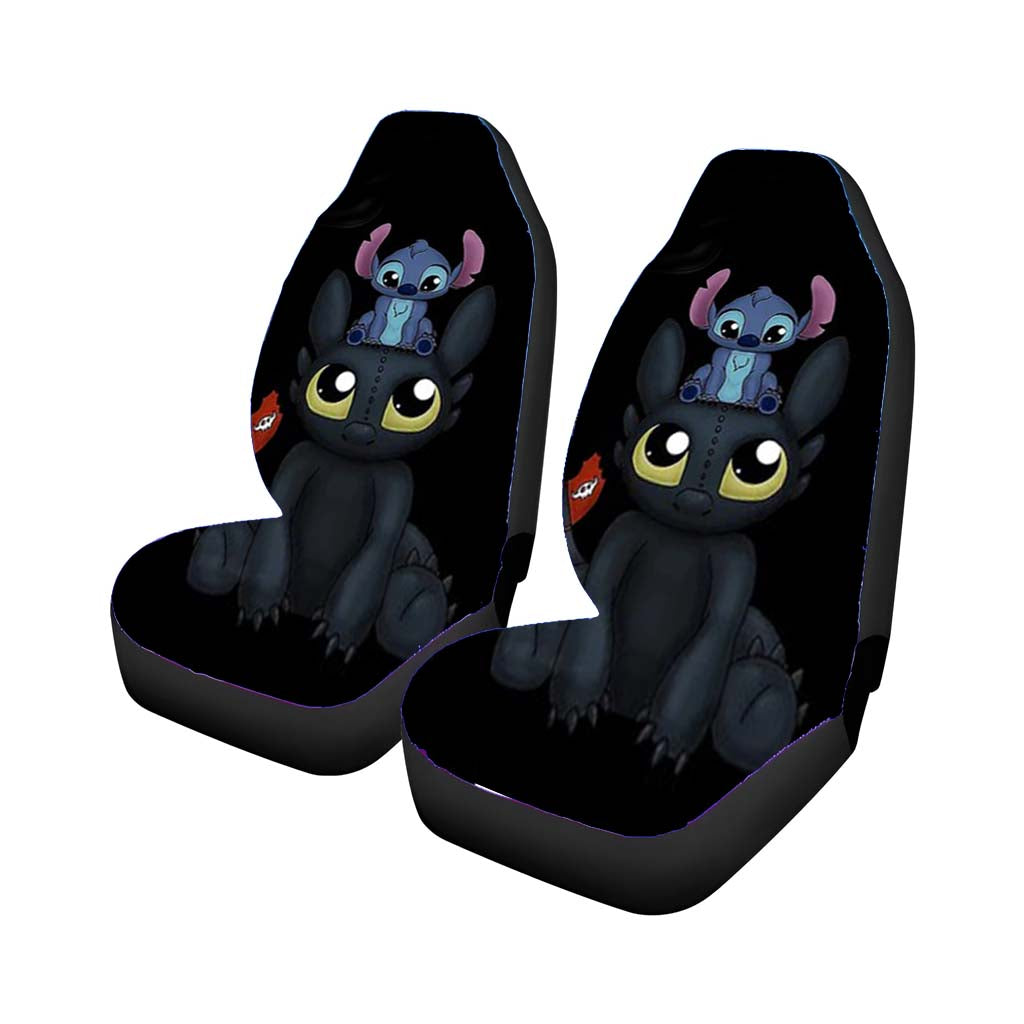 Stitch And Toothless Car Front Seat Covers