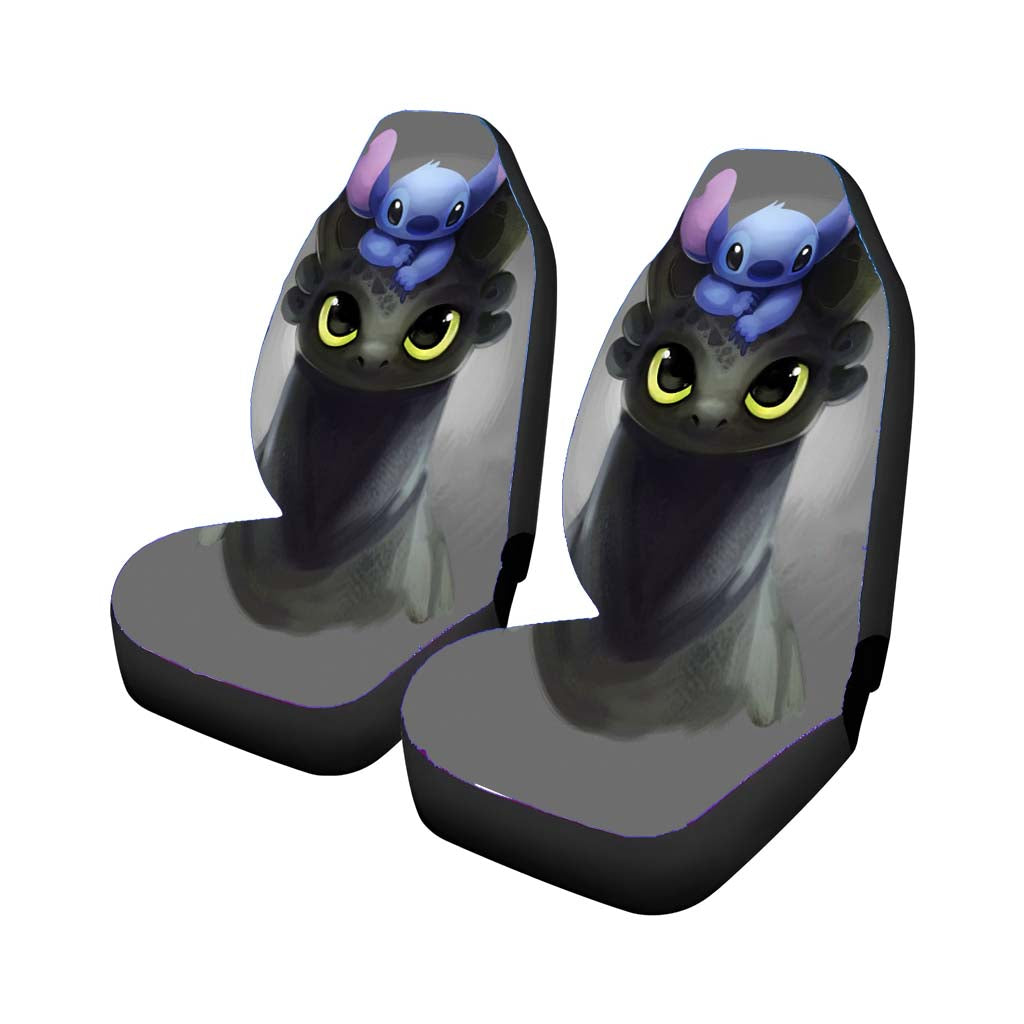 Toothless Dragon And Stitch Car Front Seat Covers