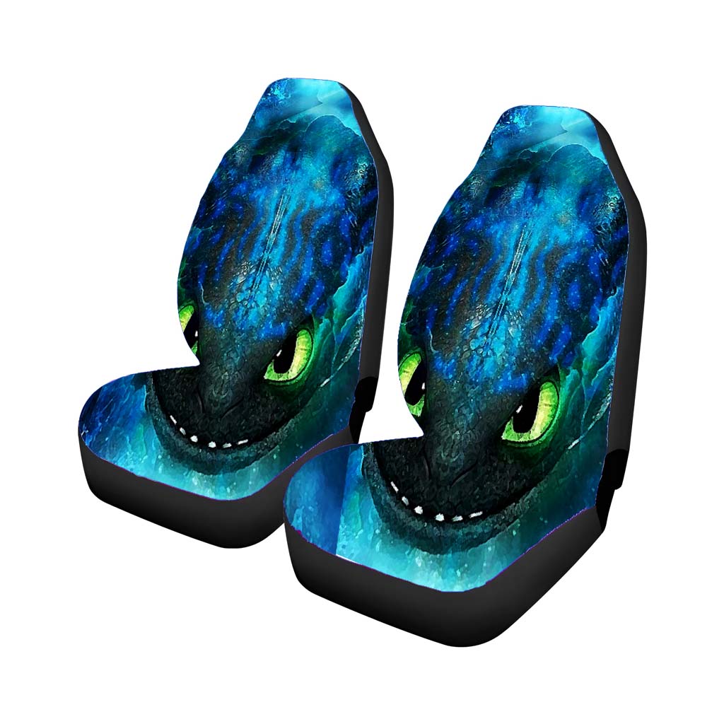 Toothless Face Art Blue Smoke Car Front Seat Covers