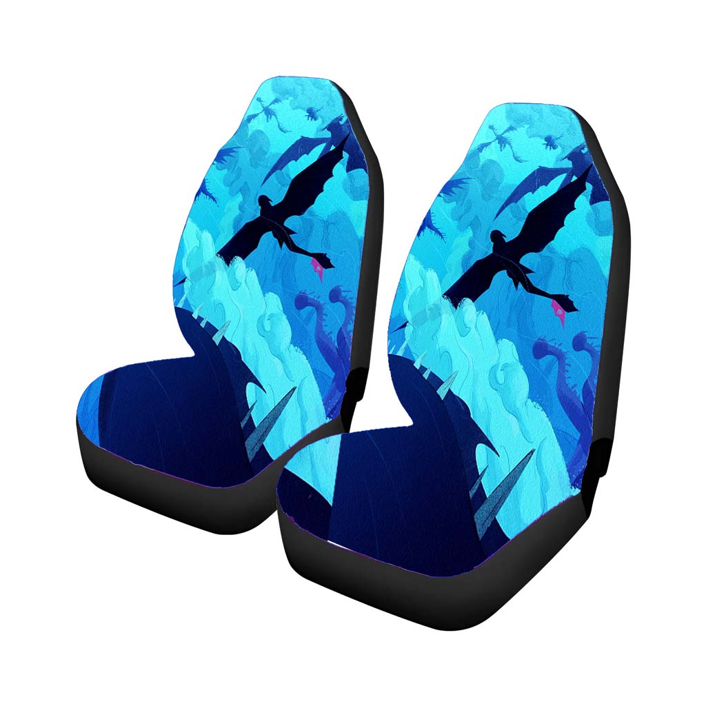 Toothless Silhouette Above The Clouds Car Front Seat Covers