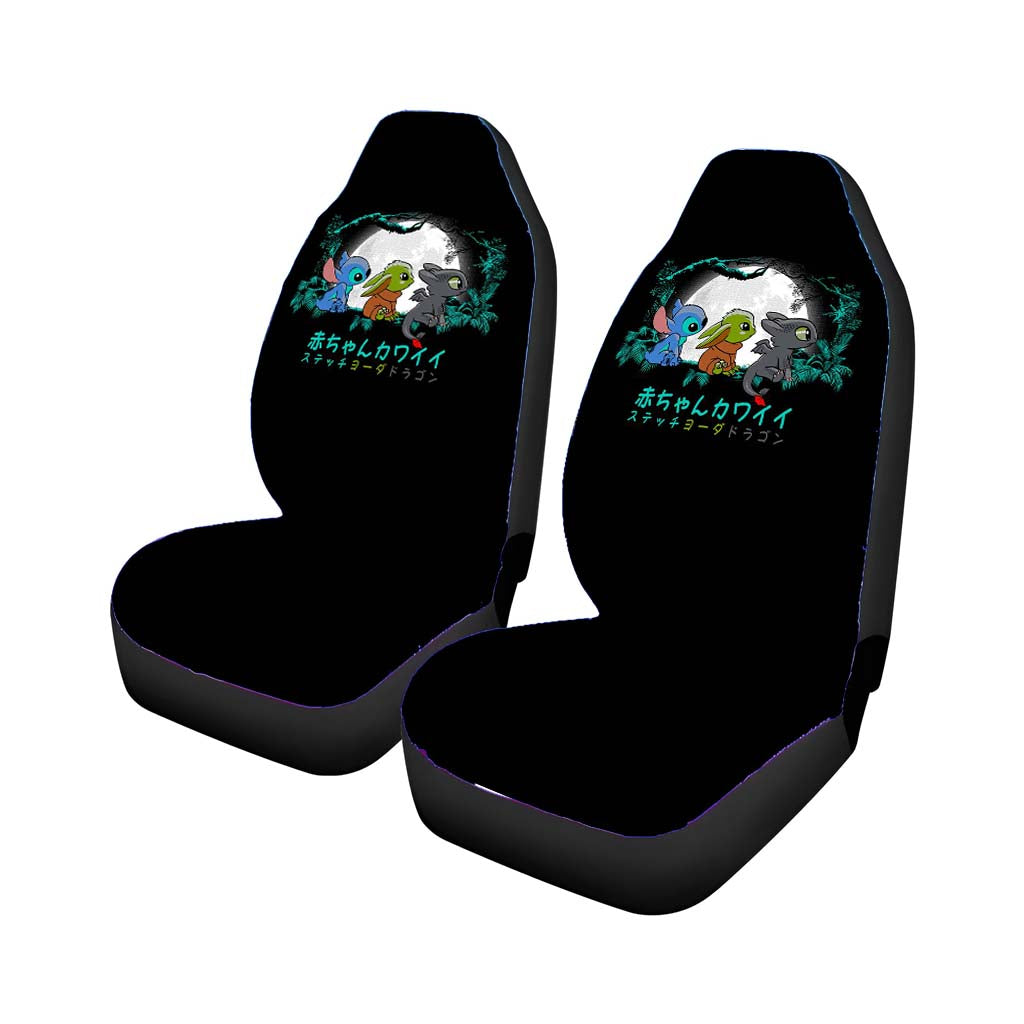 Trio Baby Yoda Baby Stitch Baby Toothless Car Front Seat Covers