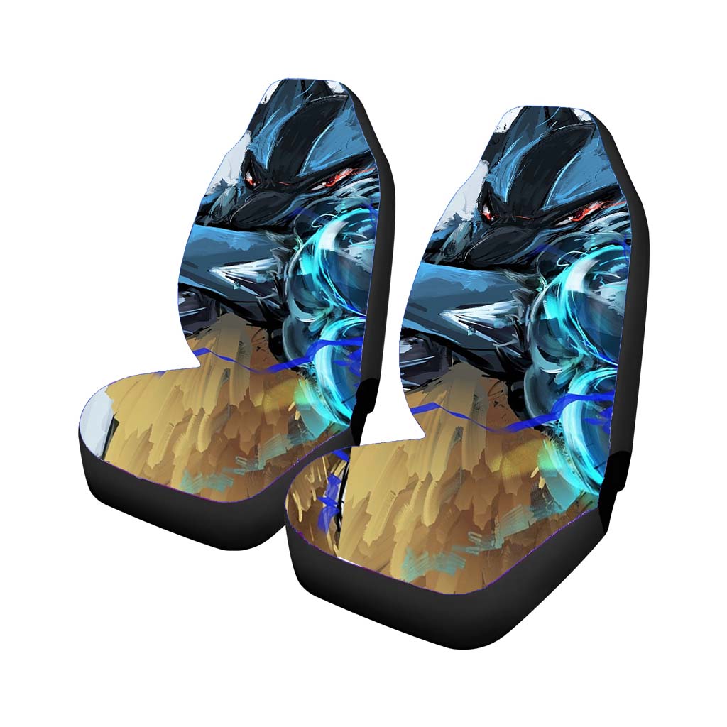 Watercolor Art Pokemon Lucario Aura Sphere Car Front Seat Covers
