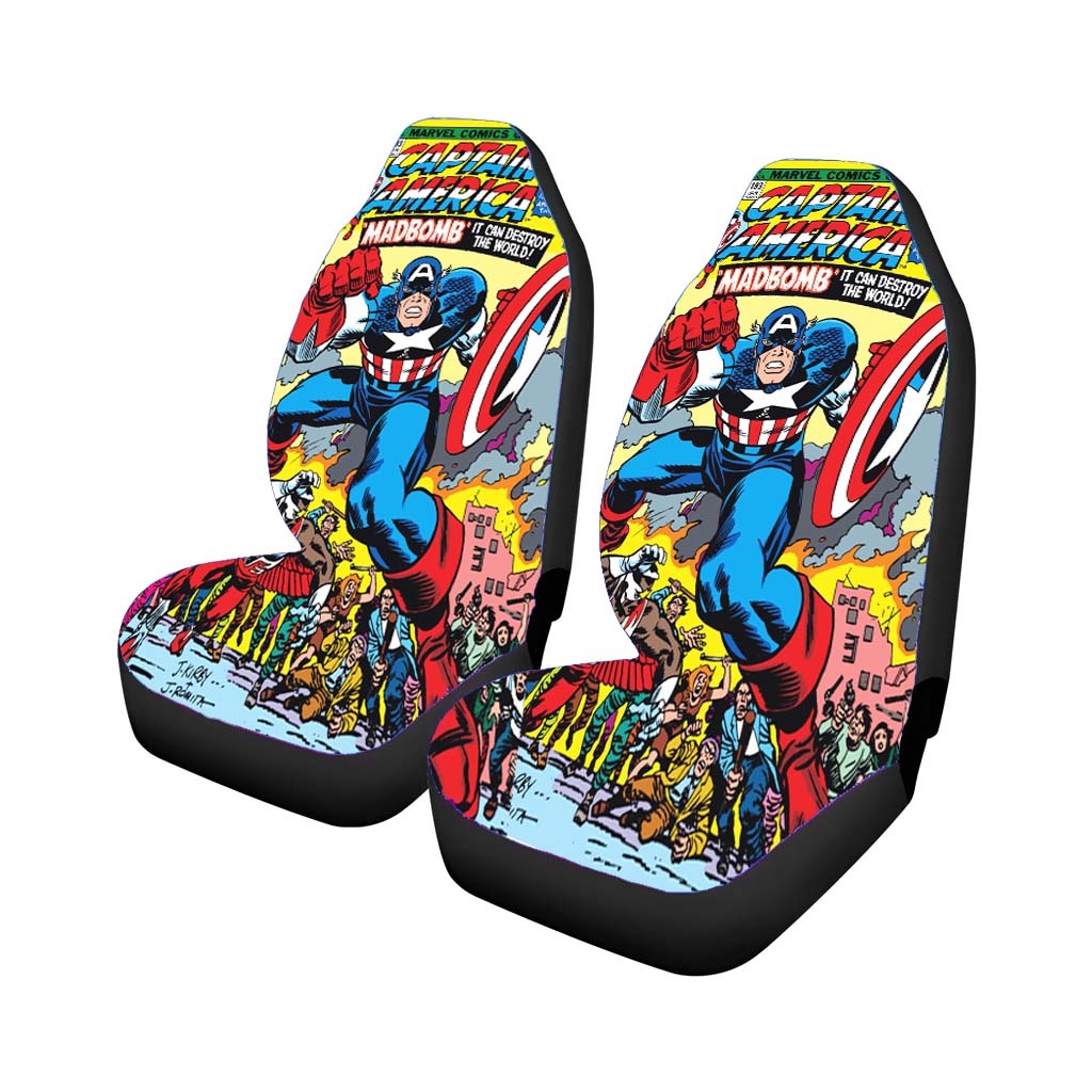 Captain America Madbomb Book Cover Car Front Seat Covers