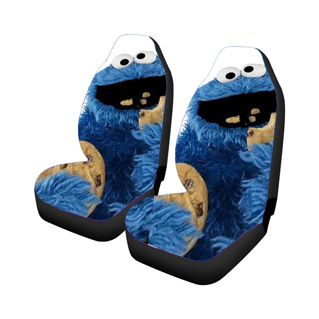 Cookie Monster Eating Cookies Car Front Seat Covers
