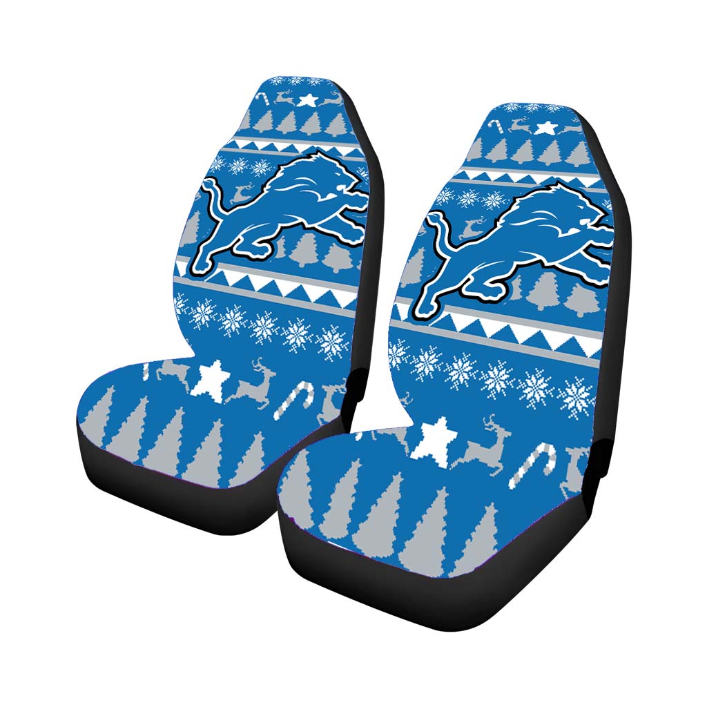 Detroit Lions Christmas Sweater Car Front Seat Covers