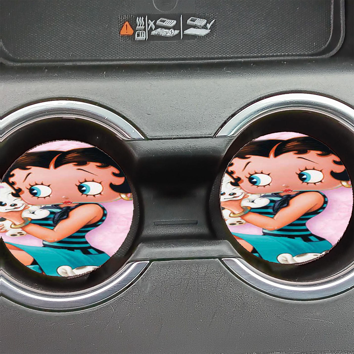 Betty Boop Holding Puppy Car Coasters