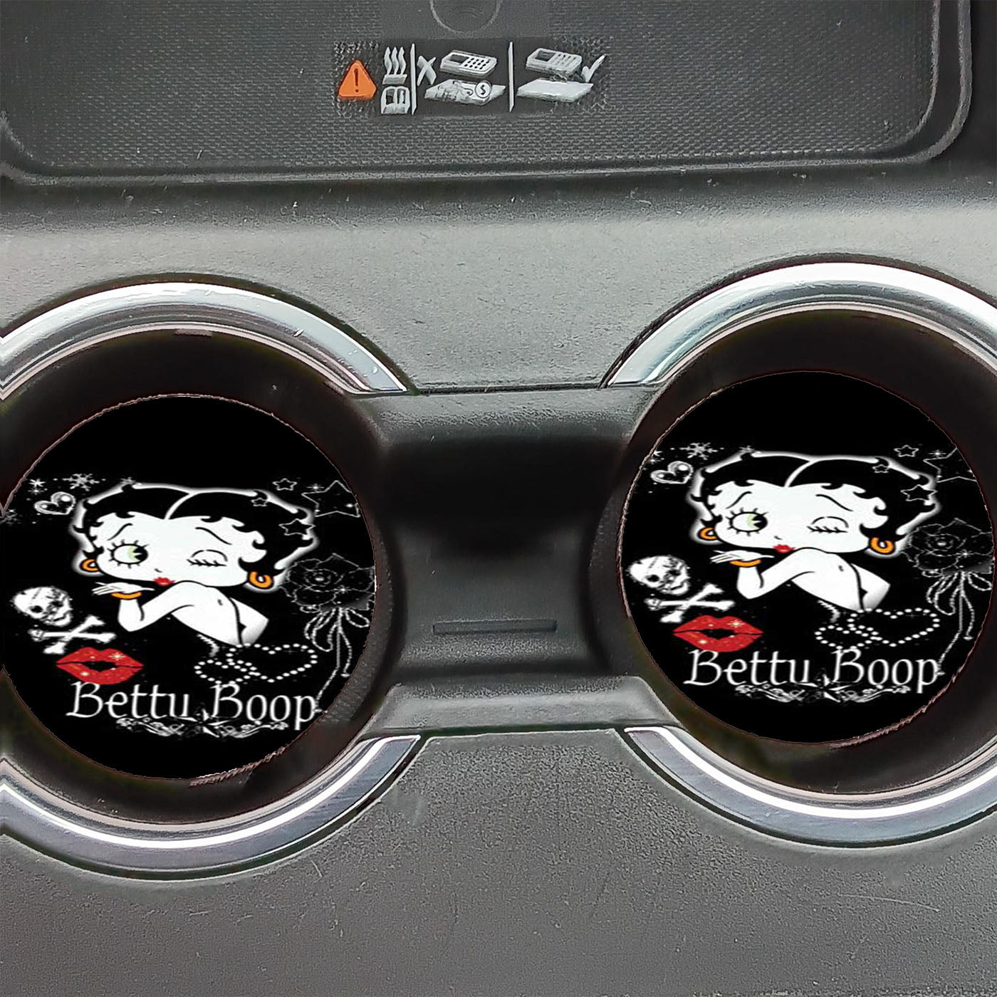 Betty Boop Kiss Blk Bkg Car Coasters