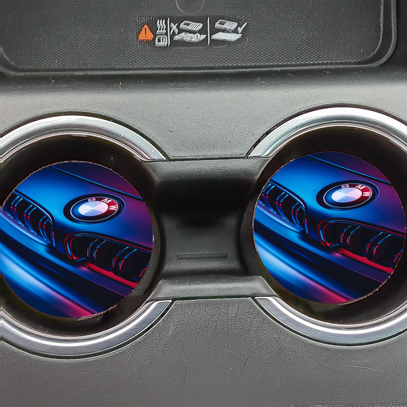 Bmw Car Logo Dark Wood Wallpaper Car Coasters