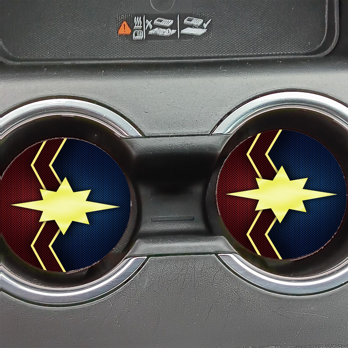 Captain Marvel Logo Carbon Fiber Car Coasters