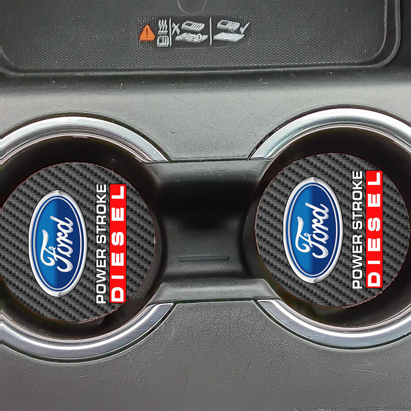 Carbon Ford Powerstroke Diesel Logo Car Coasters