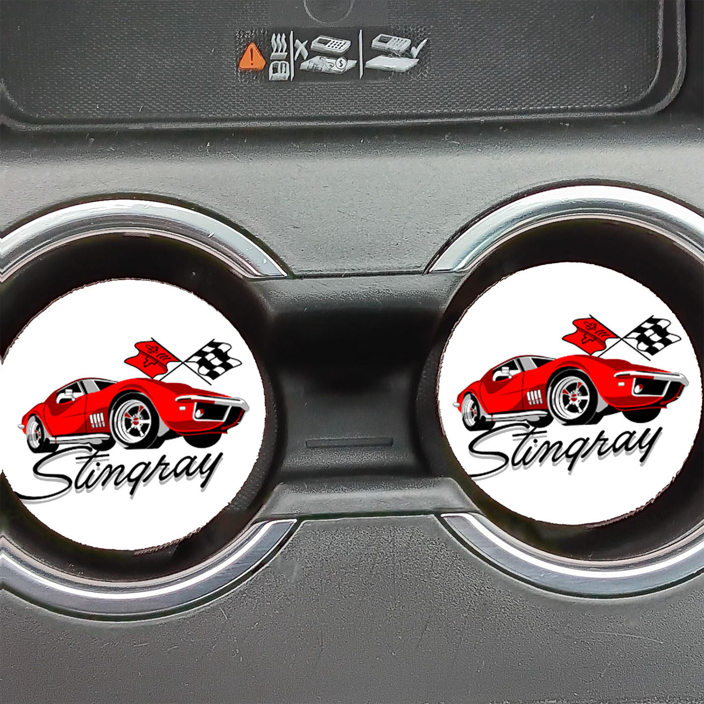 Chevy Red Car Cartoon Car Coasters