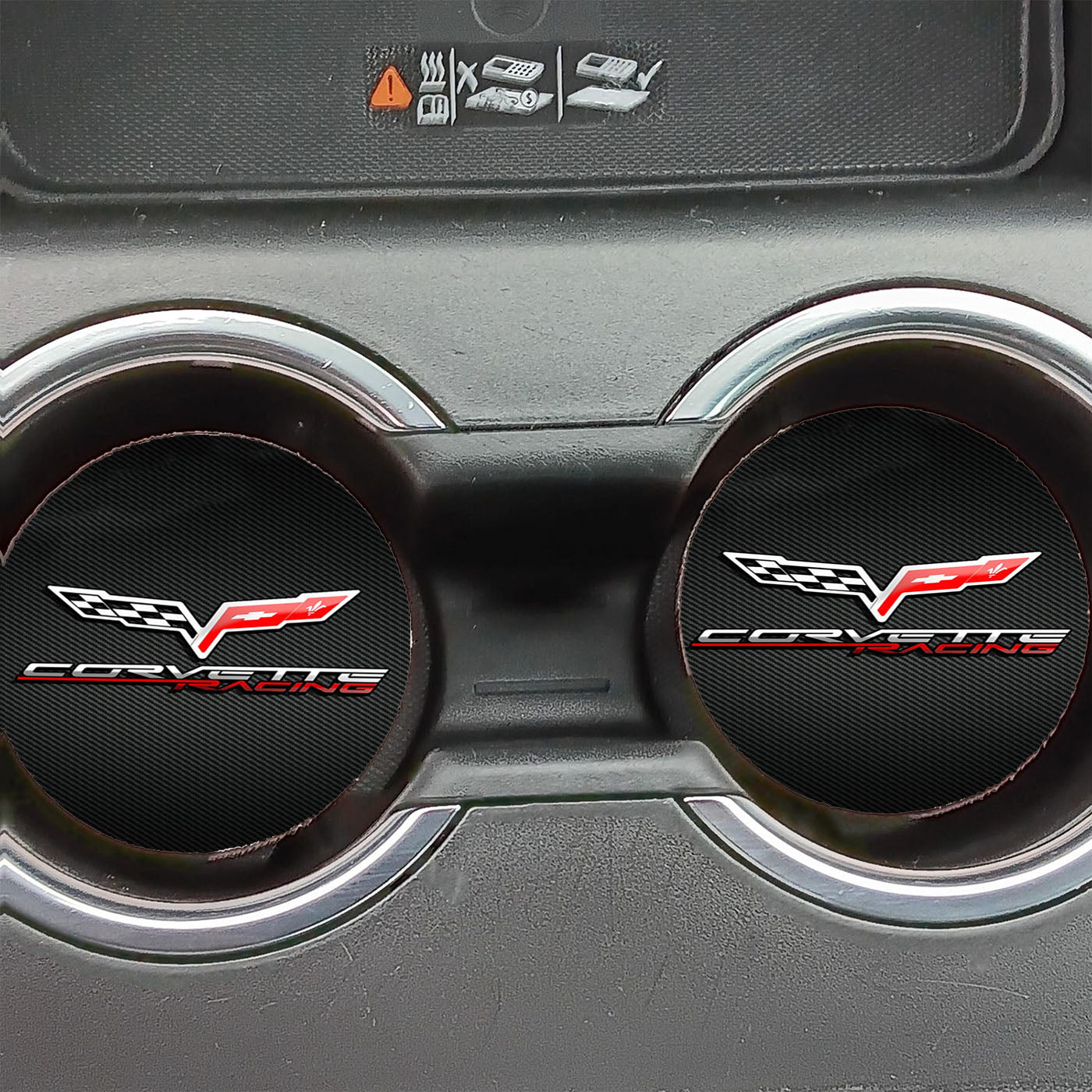 Corvette Chevy Racing Carbon Logo Car Coasters
