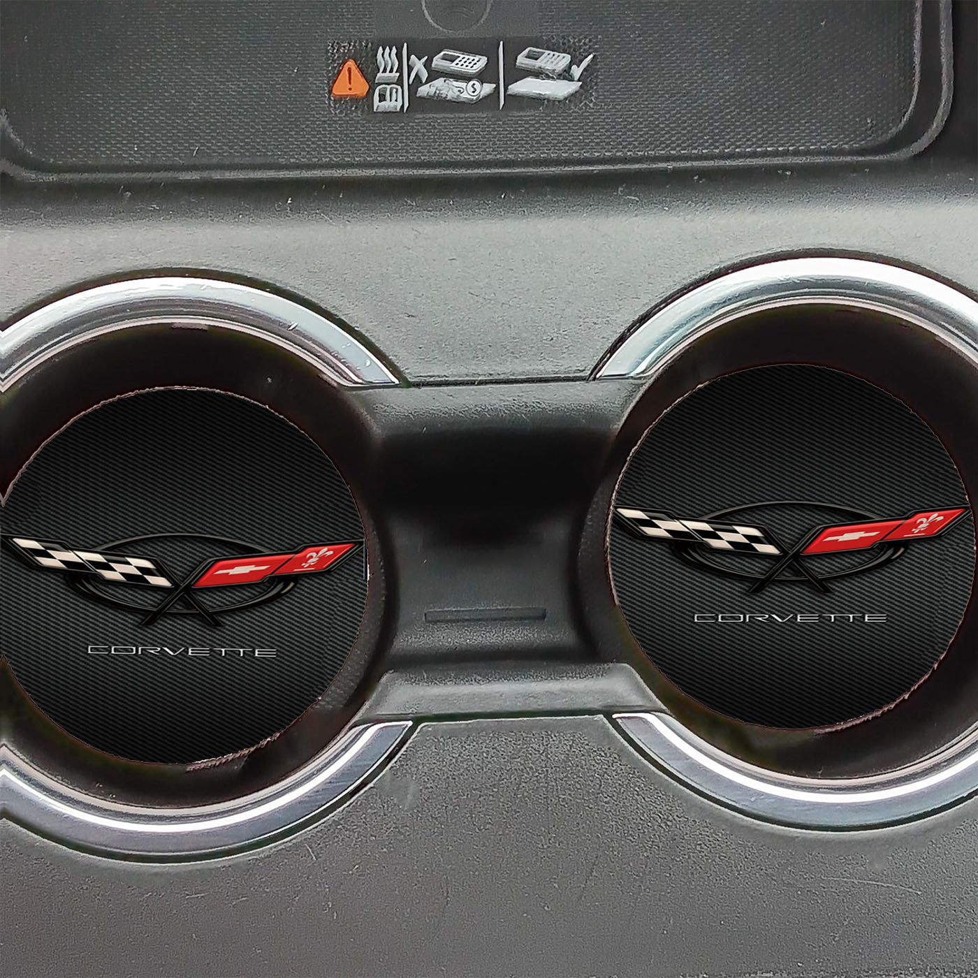 Corvette Logo Carbon Car Coasters
