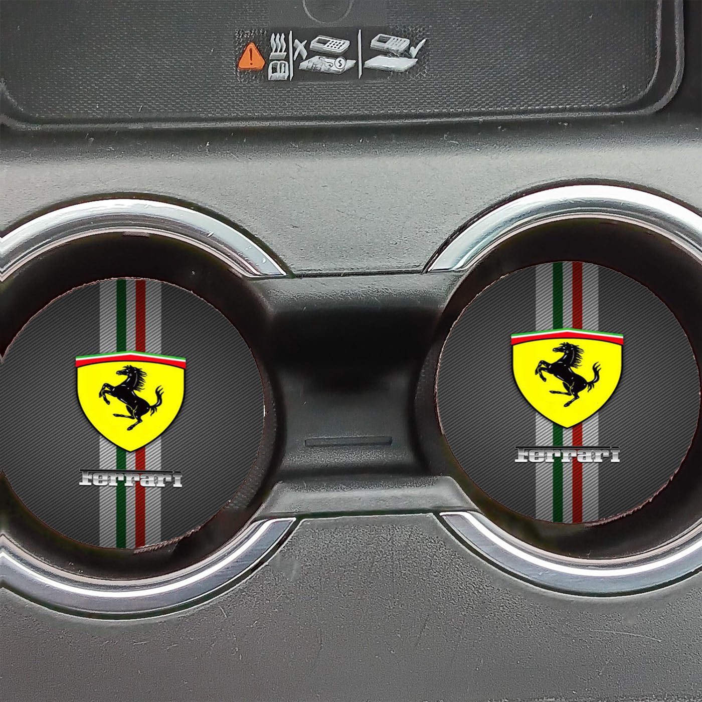 Ferrari Logo Black Grey Texture Car Coasters
