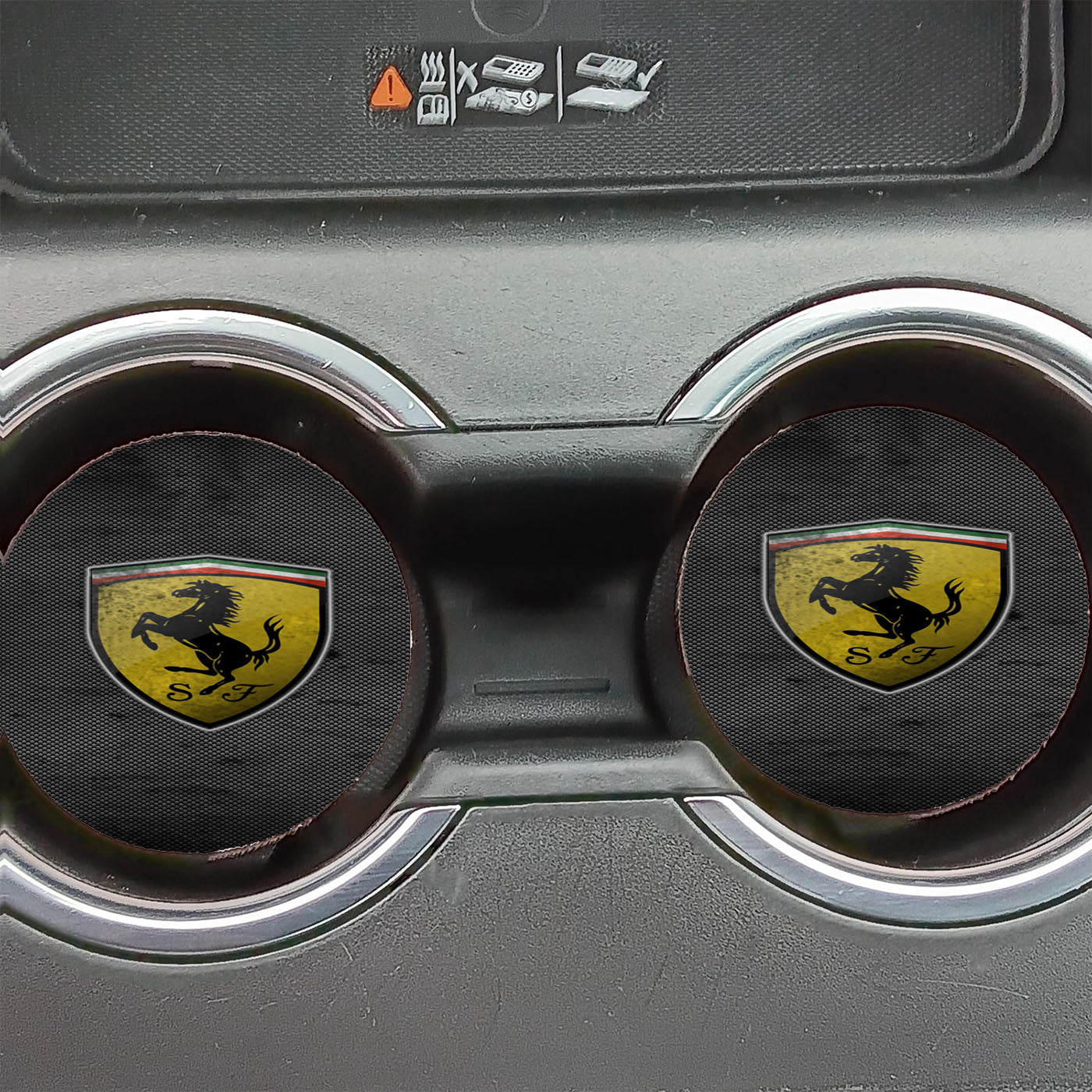 Ferrari Logo Carbon Fiber Car Coasters