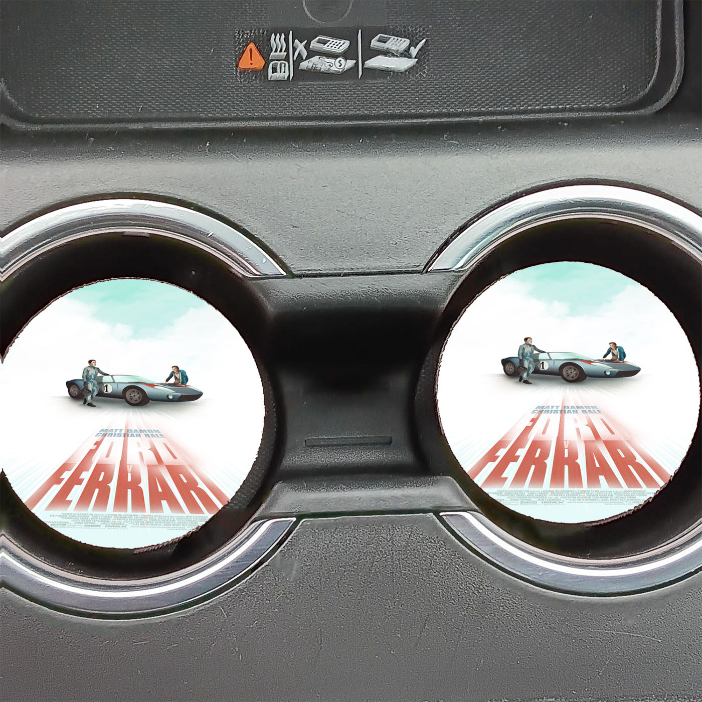 Ford Ferrari White Poster Car Coasters