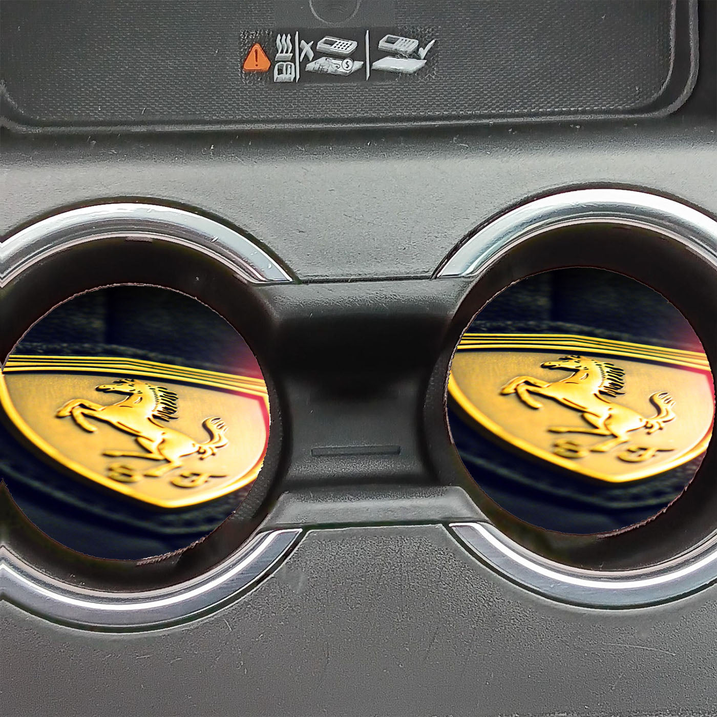 Gold Ferrari Logo Art Car Coasters