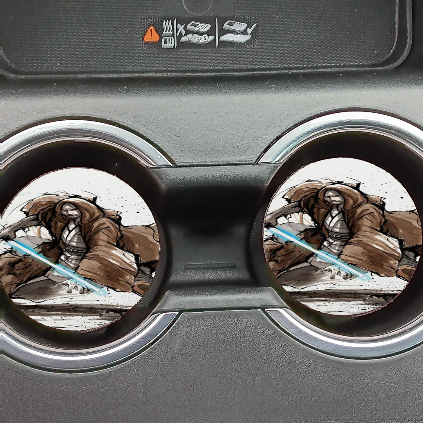 Jedi Knight from Star Wars with Calligraphy Car Coasters