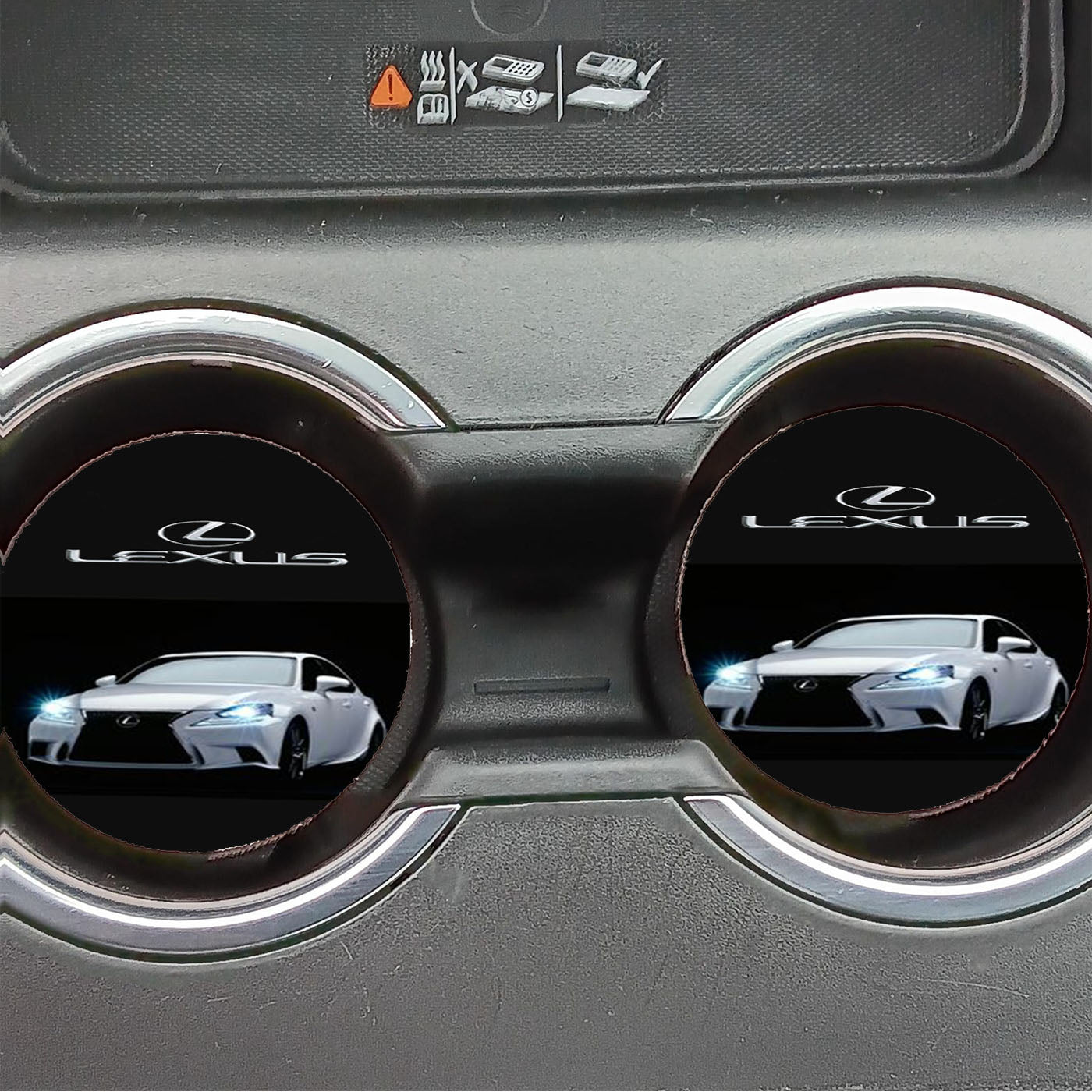 Lexus White Car Gold Logo Car Coasters