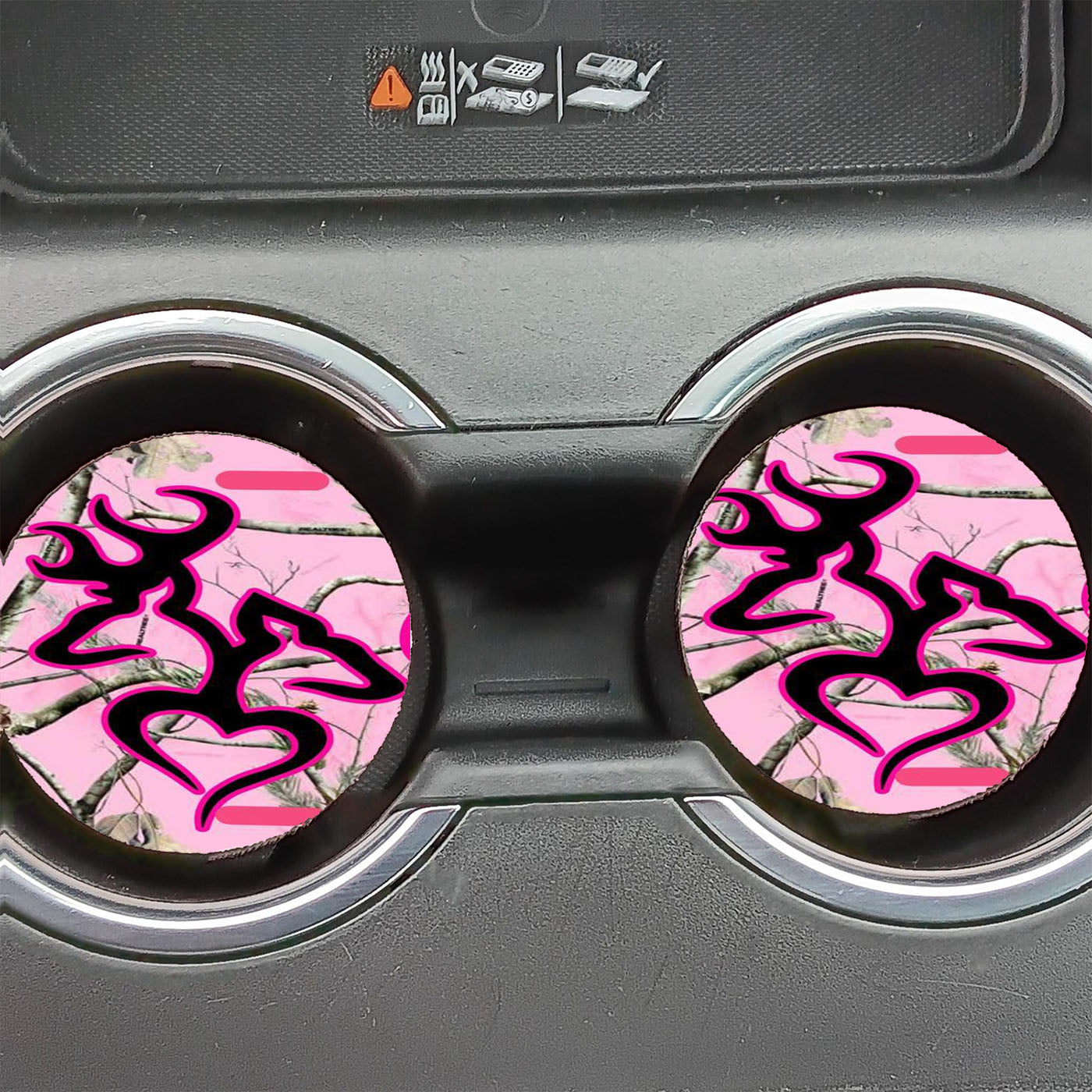 Love Browning Deer Camo Pink Car Coasters