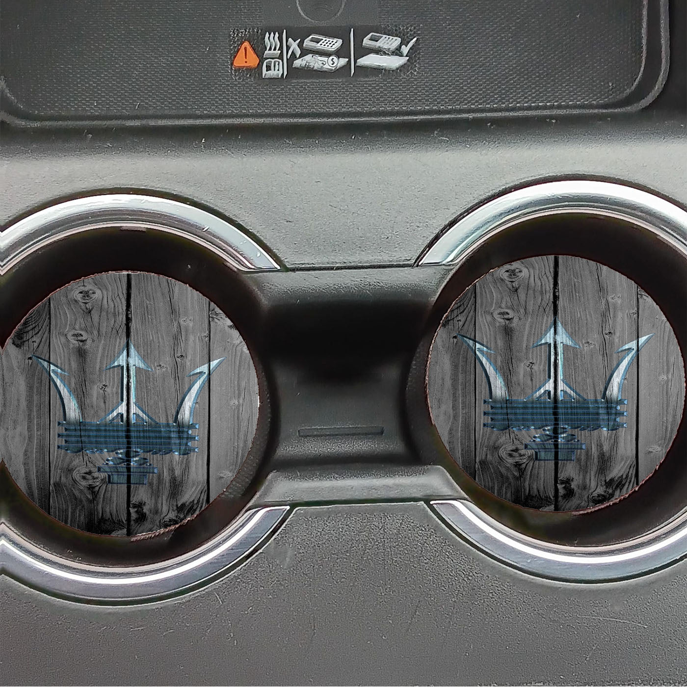 Maserati Car Logo Dark Wood Wallpaper Car Coasters