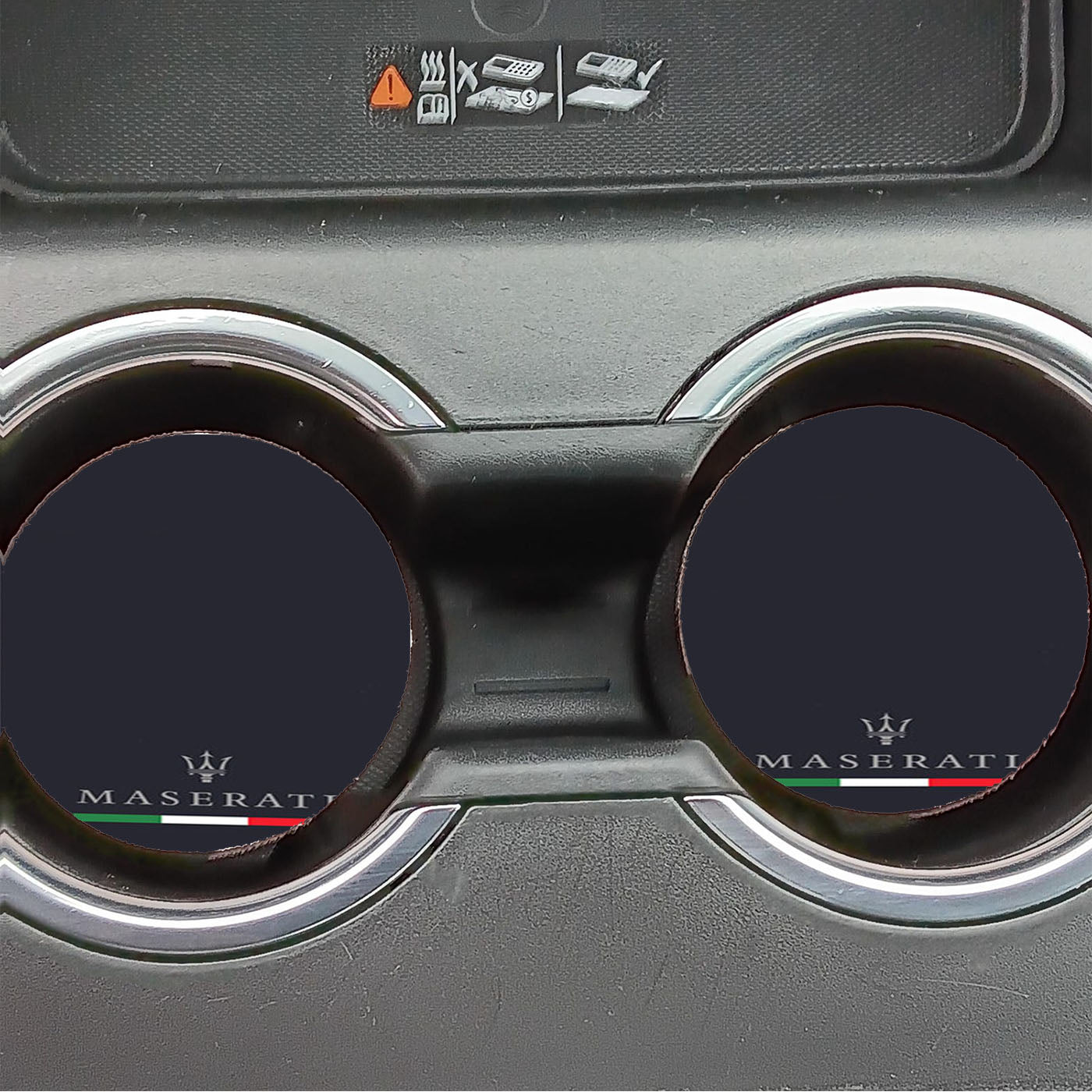 Maserati Italy Trident Black Logo Car Coasters