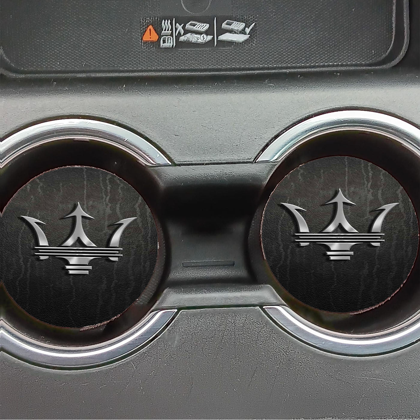 Maserati Logo Carbon Fiber Car Coasters
