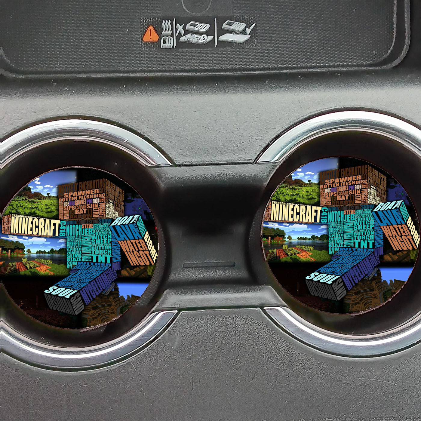 Minecraft Typography Car Coasters