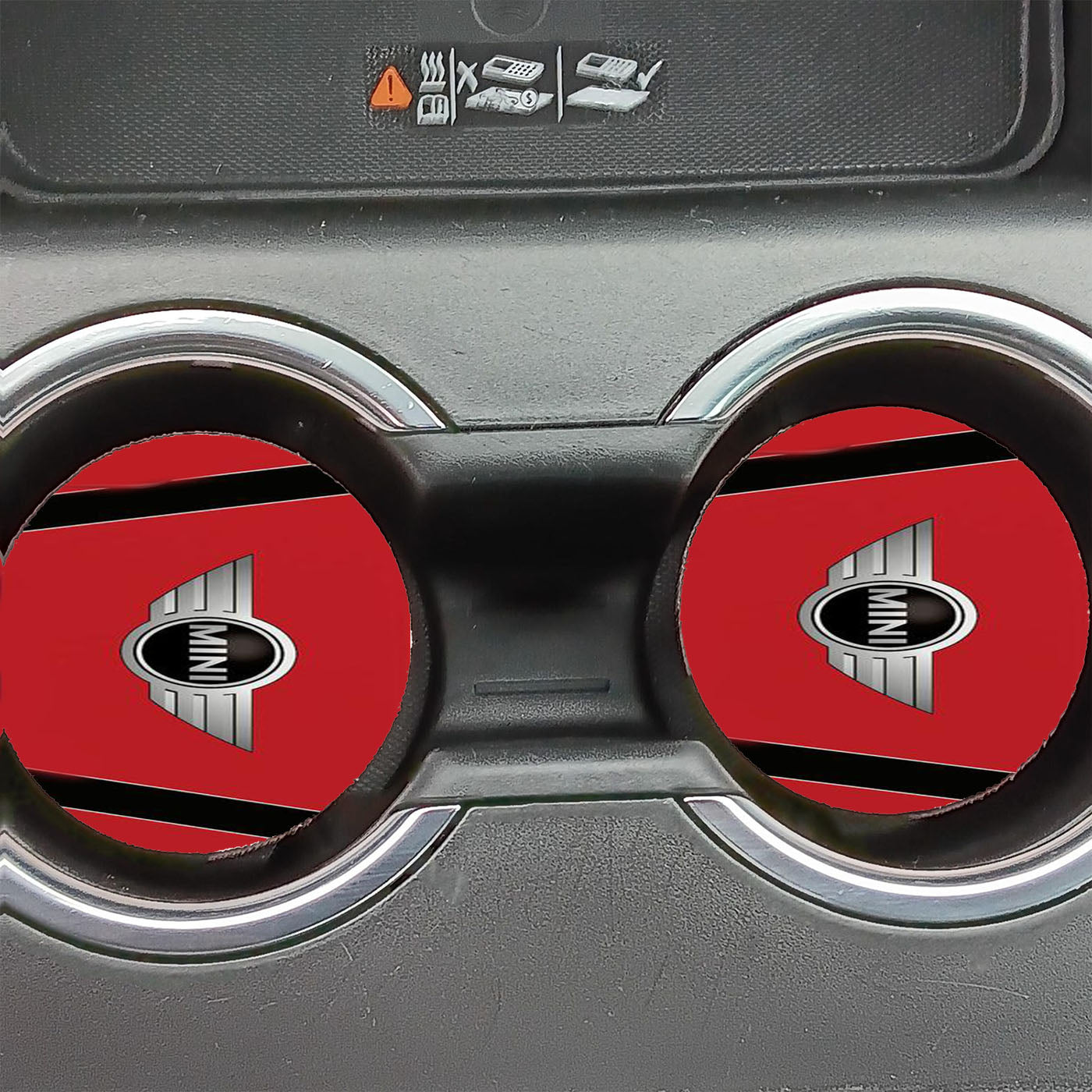 Mini Cooper Strips Chili Red Car Coasters