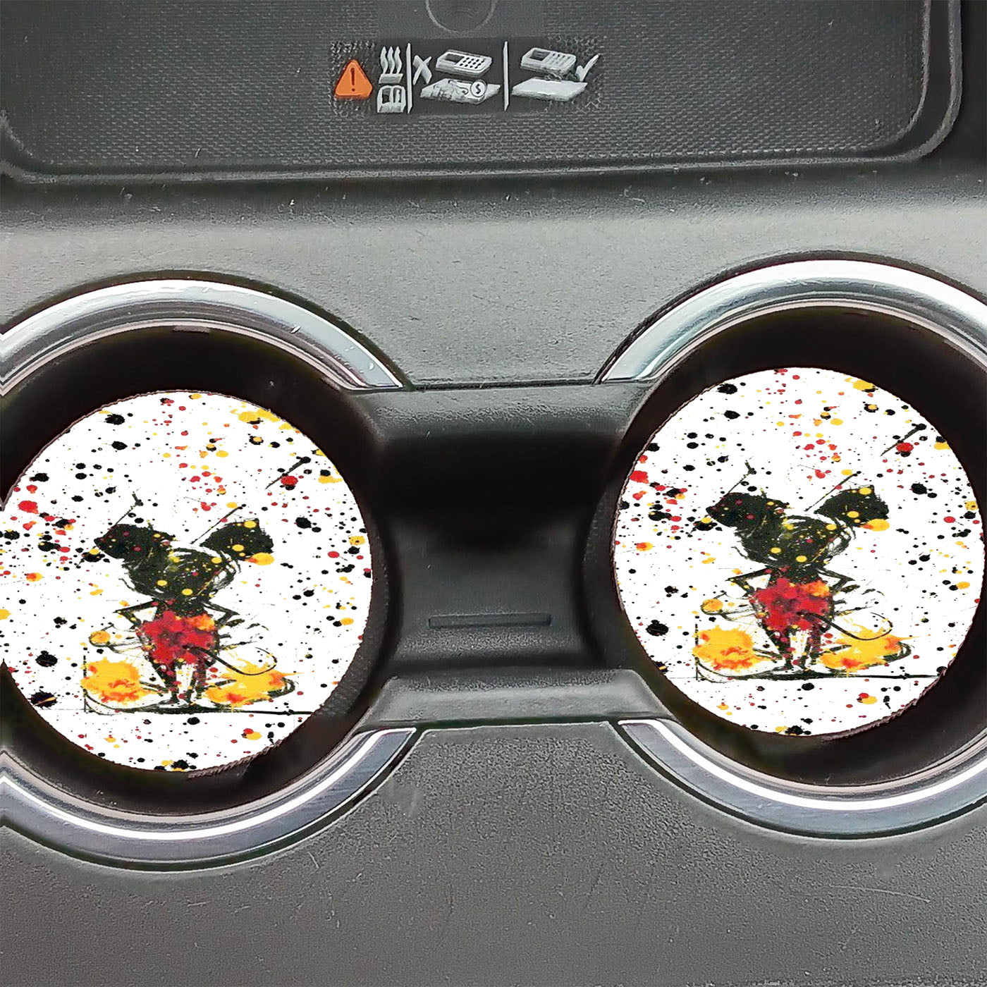 Abstract Painting Mickey Mouse Wallpaper Car Coasters