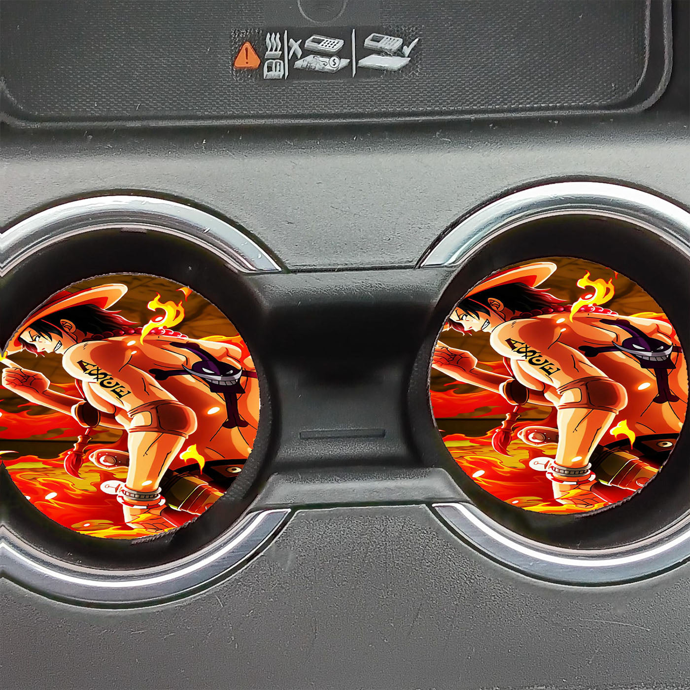 Ace Onepiece On Fire Car Coasters