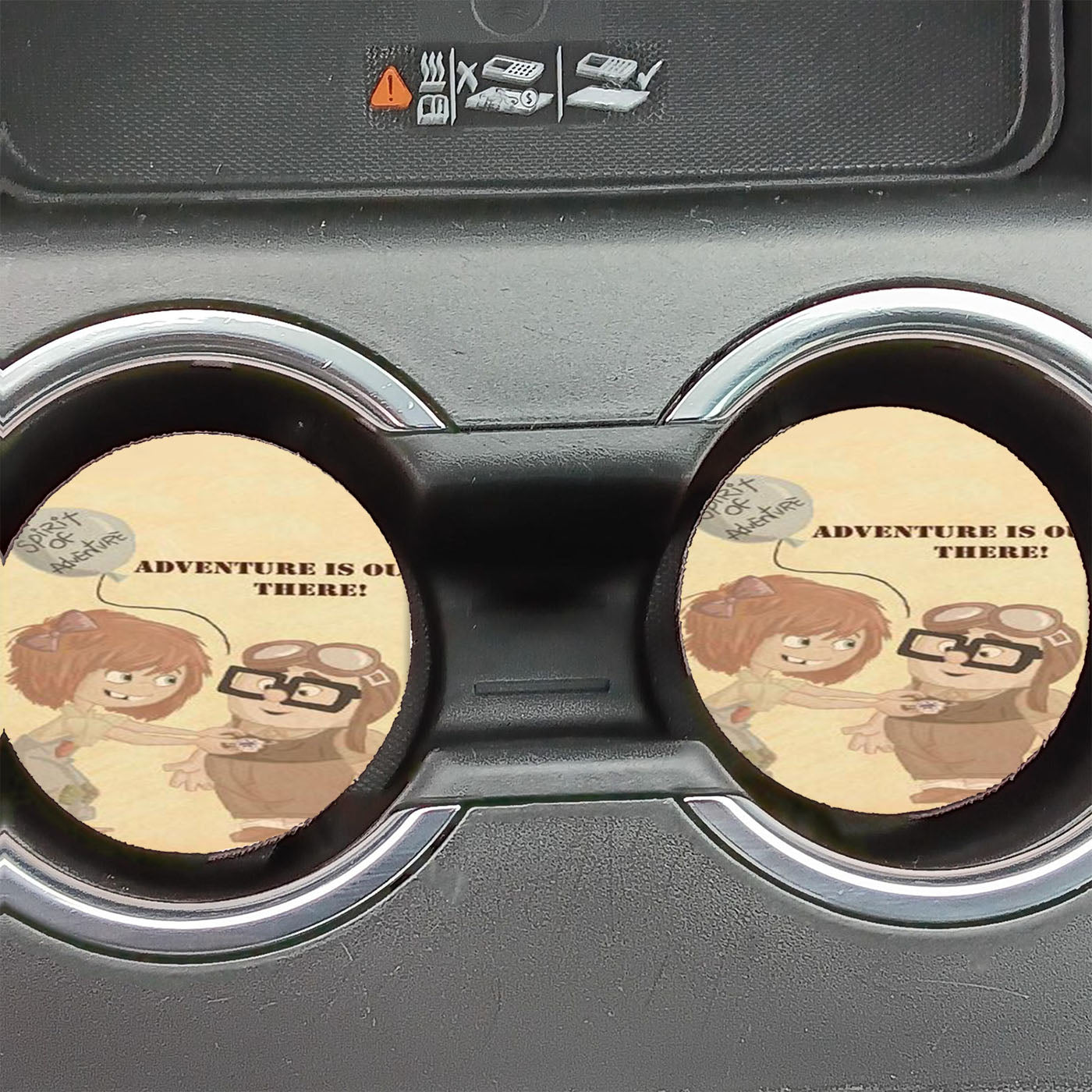 Adventure Is Out There With Charlie And Ellie Car Coasters