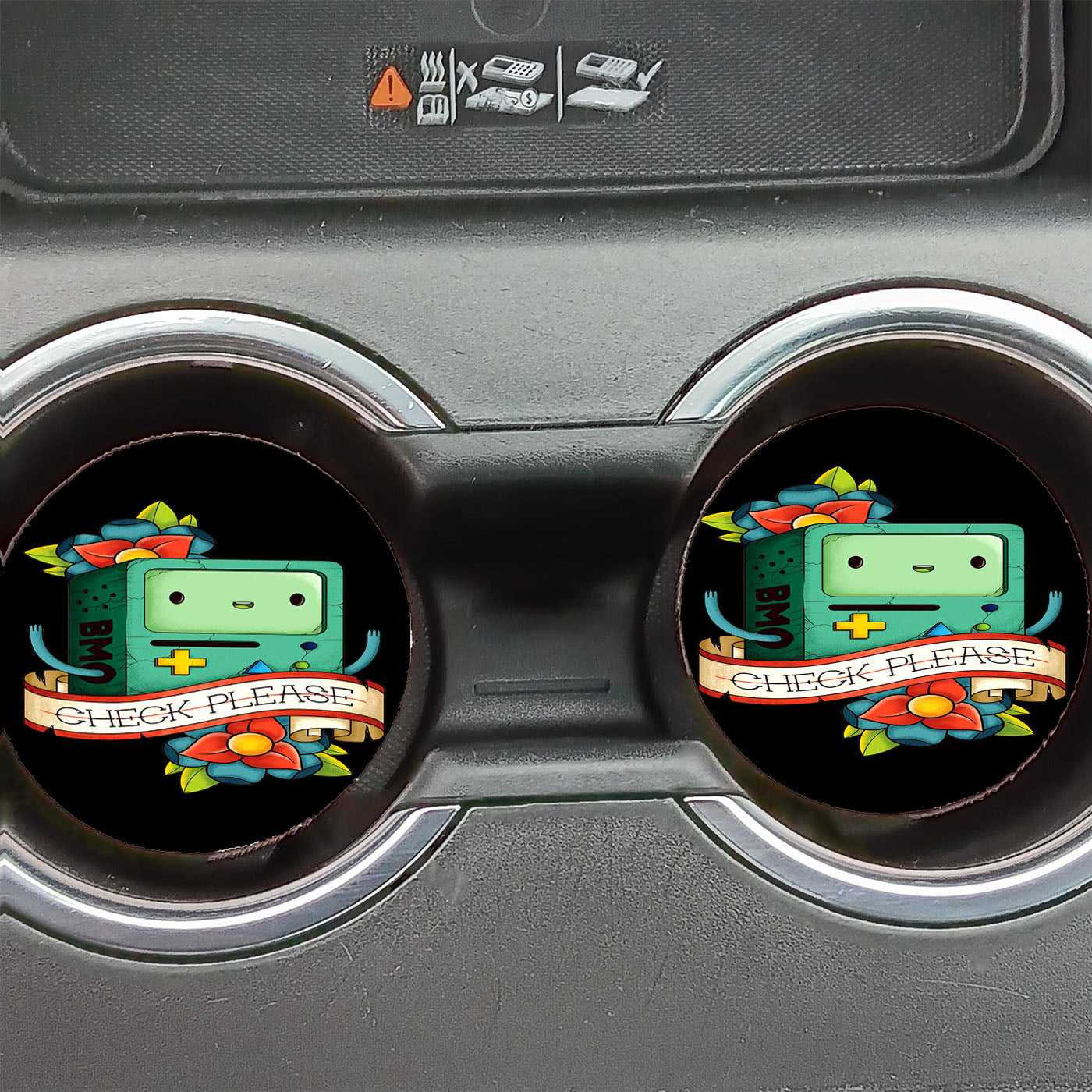 Adventure Time Bmo Check Please Flower Car Coasters