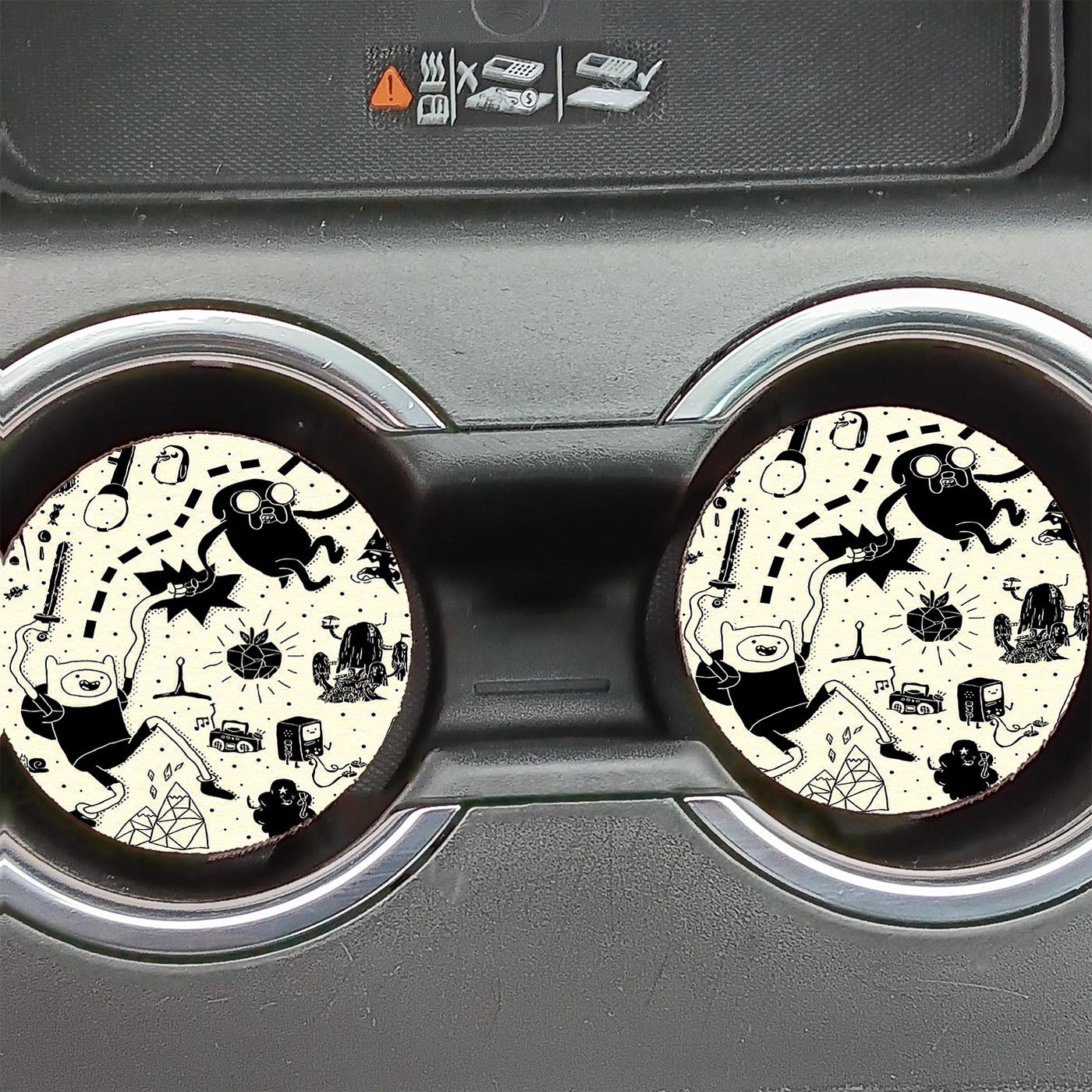 Adventure Time Doodle Bw Car Coasters