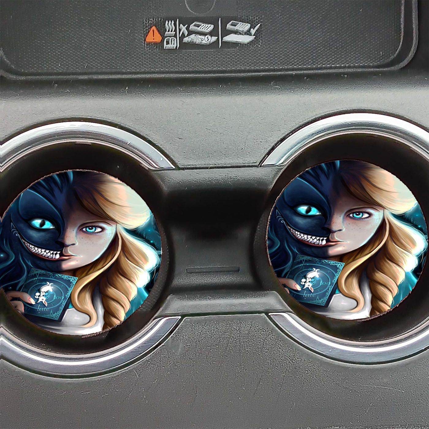 Alice And Cheshire Cat Art Car Coasters