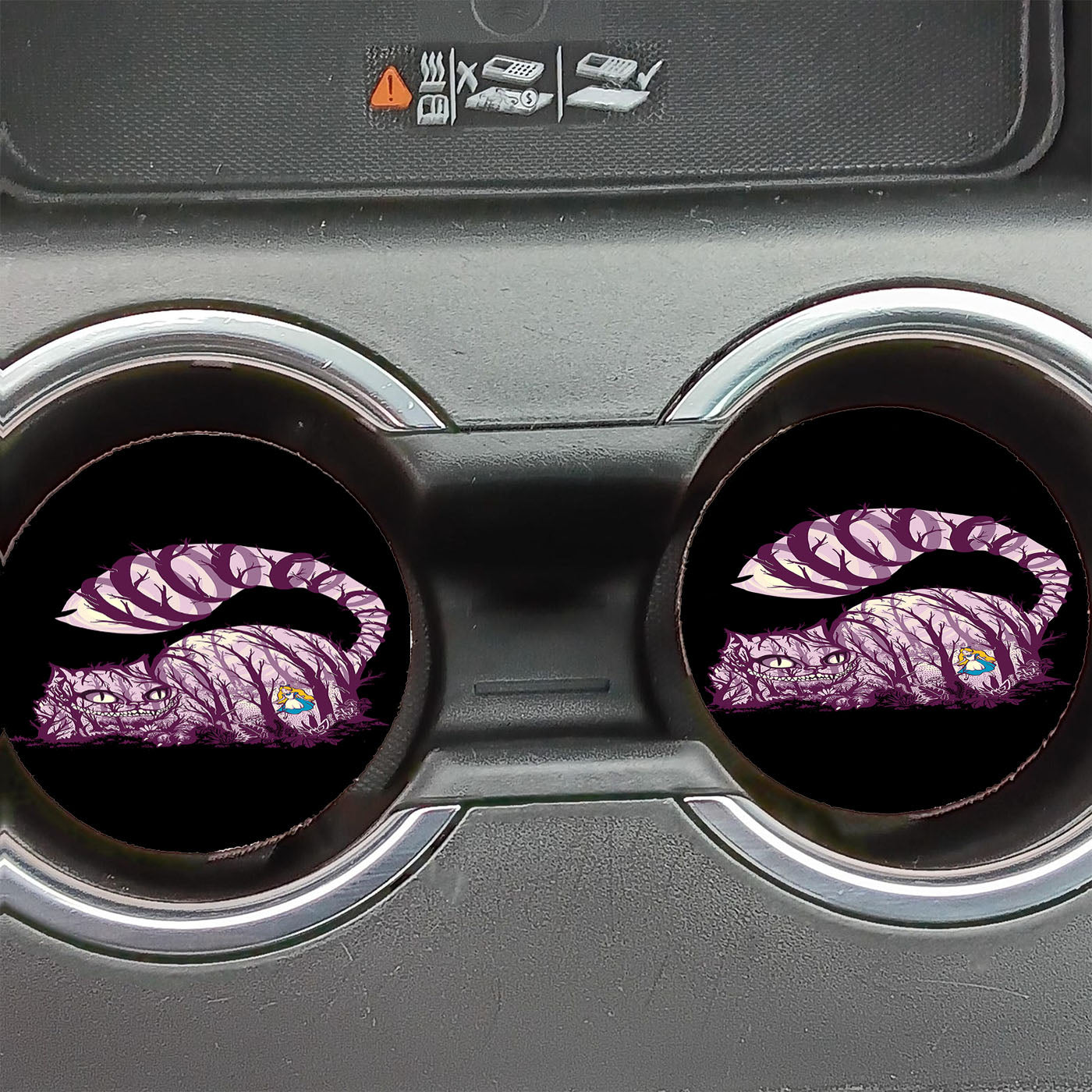 Alice Cheshire Cat Art Purple Car Coasters