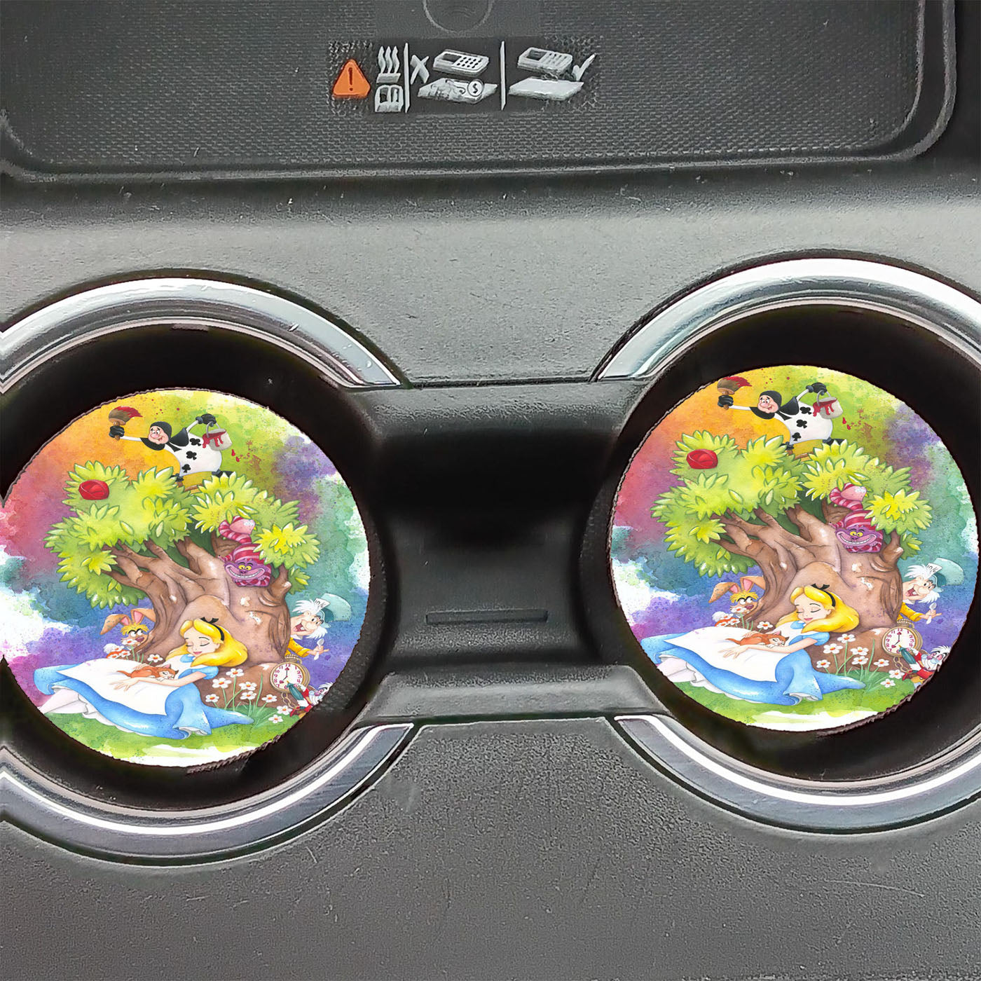 Alice Dreaming In Wonderland Watercolor Car Coasters