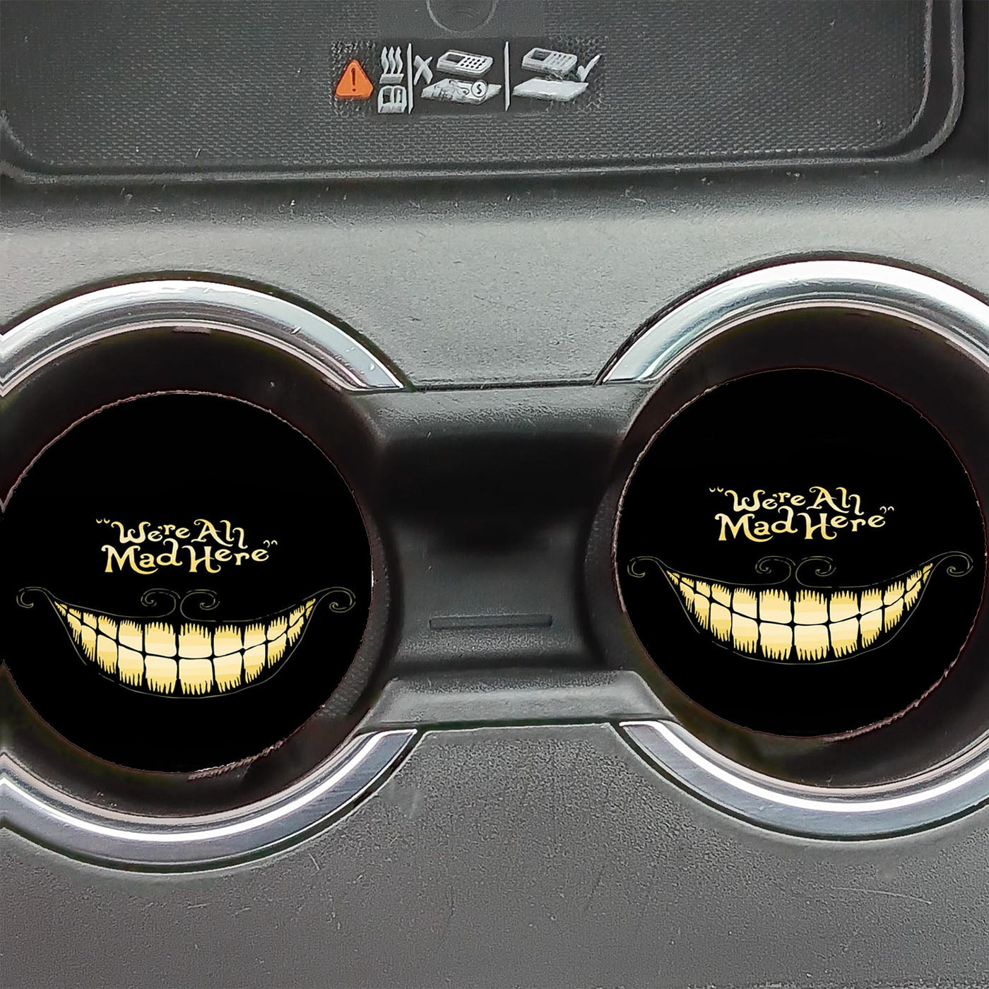 Alice In Wonderland All Mad Quote Car Coasters