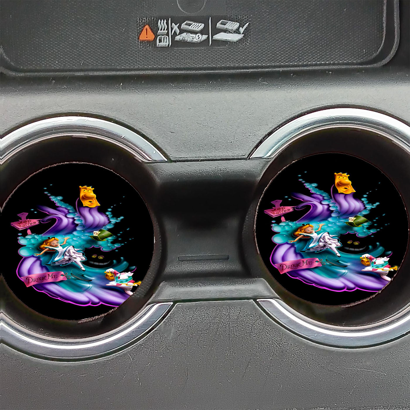 Alice In Wonderland Art Disneys Drink Me Car Coasters