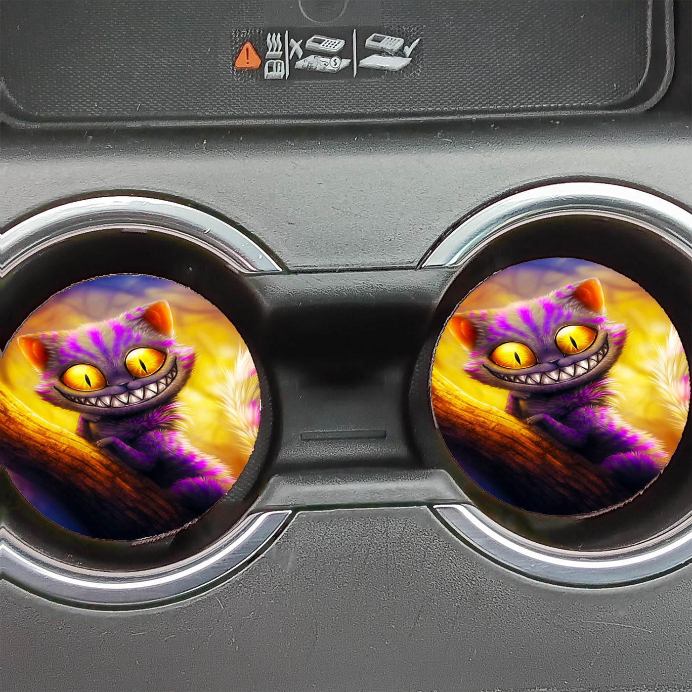 Alice In Wonderland Cheshire Cat Purple Car Coasters