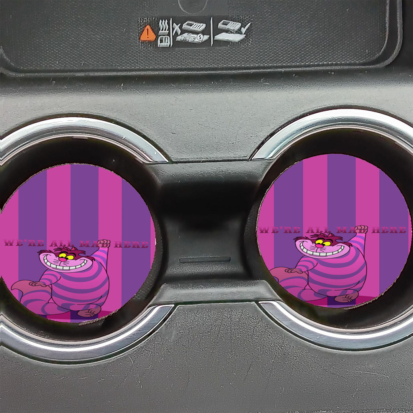 Alice In Wonderland Cheshire Cat Quote Car Coasters