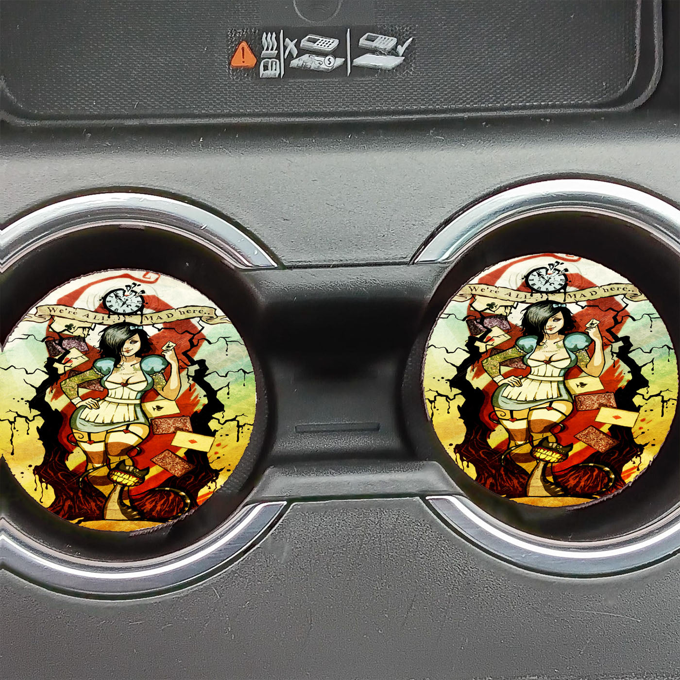 Alice In Wonderland Evil Playing Cards Car Coasters